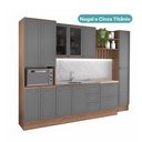 Ver imagem 7 de Cozinha Completa Milla Vision 11 Portas 5 Gavetas MDF-MDP 310cm Cinza com Nogal Móveis Carraro