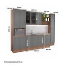 Ver imagem 4 de Cozinha Completa Milla Vision 11 Portas 5 Gavetas MDF-MDP 310cm Cinza com Nogal Móveis Carraro