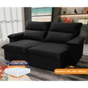 Ver imagem 5 de Sofá Retrátil Reclinável Paris 2,00m Suede Velut Preto Molas Ensacadas - King House