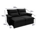 Ver imagem 6 de Sofá Retrátil Reclinável Paris 2,00m Suede Velut Preto Molas Ensacadas - King House