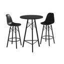 Ver imagem 1 de Conjunto Mesa Bistrô Redonda Estrutura em Ferro Preto com Tampo Preto com 2 Banquetas Eames Preta