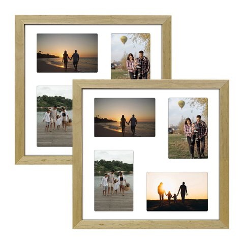 Kit 2 Quadros Porta Retrato Foto 10x15 Paspatur Branca 30x30