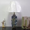 Abajur Luminária Quarto Cinza Floral Porcelana Metal 70x40:Branco/Cinza Floral - 4