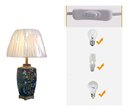 Ver imagem 5 de Abajur Luminária Quarto Cinza Floral Porcelana Metal 70x40:Branco/Cinza Floral