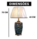Ver imagem 6 de Abajur Luminária Quarto Cinza Floral Porcelana Metal 70x40:Branco/Cinza Floral