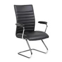Ver imagem 3 de Conjunto com 1 Cadeira Presidente e 2 Cadeiras Interlocutores em Couro Pu Pel-9023H/V Pretas