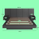 Ver imagem 3 de Cama Queen e Cabeceira com 2 Mesas de Cabeceira Suspensas Cor:grafite