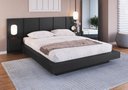 Ver imagem 1 de Cama Queen e Cabeceira com 2 Mesas de Cabeceira Suspensas Cor:grafite
