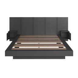 Cama Queen e Cabeceira com 2 Mesas de Cabeceira Suspensas Cor:grafite - 4