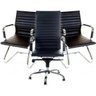 Conjunto com 1 Cadeira Presidente e 2 Cadeiras Interlocutores em Couro Pu PEL-1190H/V Pretas - 1