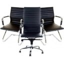 Ver imagem 1 de Conjunto com 1 Cadeira Presidente e 2 Cadeiras Interlocutores em Couro Pu PEL-1190H/V Pretas
