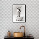 Ver imagem 2 de Quadro Banheiro Coleção Animais - Boi 33x24cm - com Vidro:madeira Branca