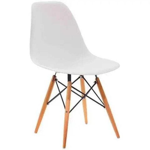 Cadeira Design Eiffel Eames Pw-071 Base em Madeira e Abs Branca - Pelegrin