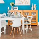 Ver mais imagens de Cadeira Design Eiffel Eames Pw-071 Base em Madeira e Abs Branca - Pelegrin