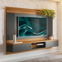 Ver imagem 1 de Painel Ripado Para Tv 75 Polegadas Barcelona Nature Chumbo Linea Brasil