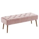 Ver imagem 1 de Banco Estofado Rubi 1,60m Suede Rosa Bebe - Clique Decorações