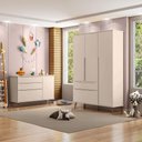 Ver imagem 7 de Cômoda e Guarda Roupa Infantil Retrô Alice Off White - Phoenix Baby
