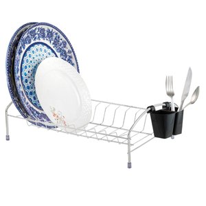 Escorredor de Louça Cromado 11 Pratos com Porta Talher Secador Organização Cozinha