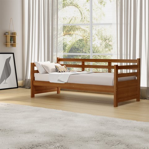 Sofá Cama Vintage Enjoy Mona em Madeira Castanho Acompanha Nicho