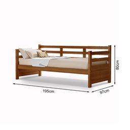 Sofá Cama Vintage Enjoy Mona em Madeira Castanho Acompanha Nicho - 4