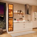 Ver imagem 1 de Cozinha Pérola 3 Peças com Rodapé e Tampo 3 Peças com Cristaleira com LED Yescasa