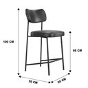 Ver imagem 4 de Kit 04 Banquetas Médias para Cozinha Lila Estofada com Encosto Couríssimo Preto - Desk Design