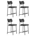 Ver imagem 1 de Kit 04 Banquetas Médias para Cozinha Lila Estofada com Encosto Couríssimo Preto - Desk Design