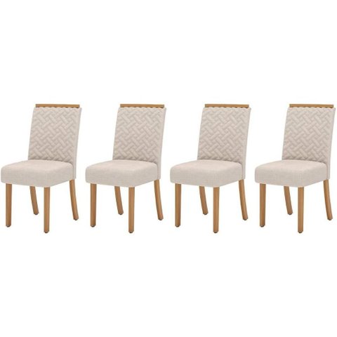 Kit 4 Cadeiras Sala Jantar Malu 4 Un Nature/linho - Henn