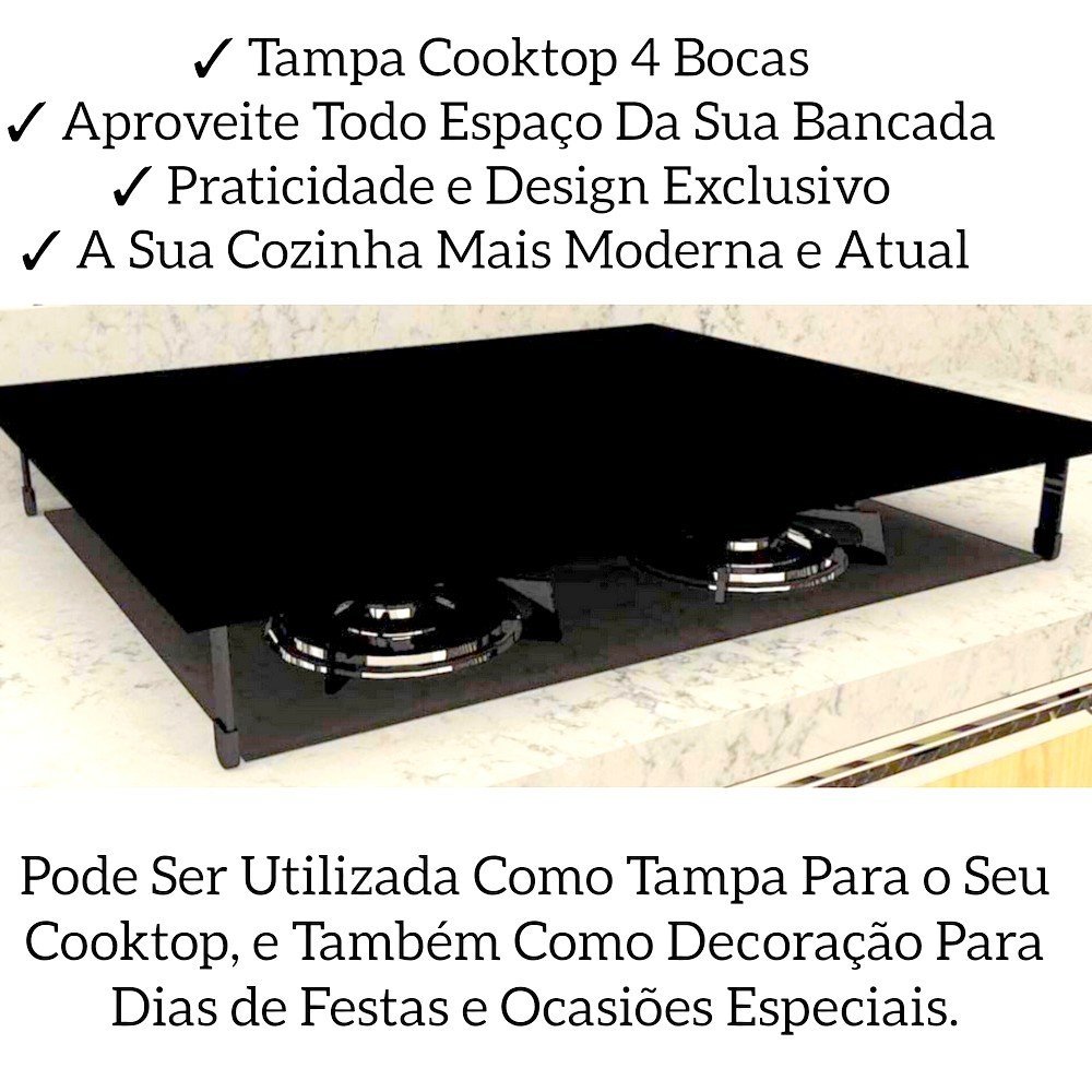 Tampa Para Cooktop 4 Bocas Cozinha Fogão Decoração Mesa Dicarlo - 2