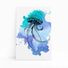 Água Viva Azul e Roxo Arte Aquarela Quadro Canvas 60x40cm - 1