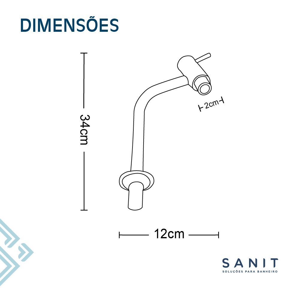 Torneira de Mesa Bica Baixa 1/2" 1/4V" Cromada – Sanit - 5