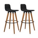 Ver imagem 1 de Kit 2 Banquetas Altas Luxo Versatil Aço Preto Linho Preto Base Carvalho