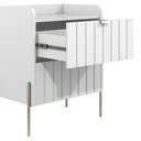 Ver imagem 7 de Kit 2 Mesa Cabeceira Industrial Branco para Cama Moriah 45cm Pés Moderno Champagne