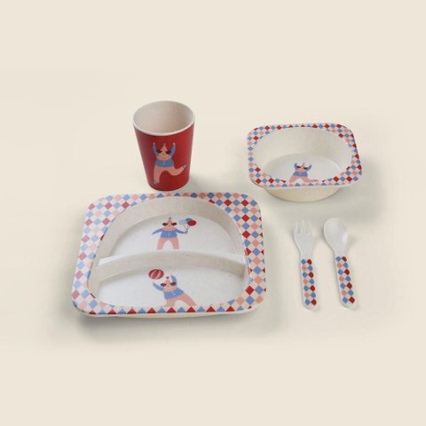 Kit de Alimentação Clown C/ 5 Peças Bambu Vermelho - A\baby