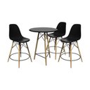 Ver imagem 1 de Conjunto Mesa Bistrô Eames Eiffel Preta Com 3 Banquetas Pretas De Madeira - Cor: Preto