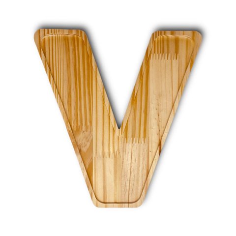 Petisqueira Letra V Tabua com Rebaixo Madeira Pinus Cesta Presente Decoração Mesa Posta - Woodspot