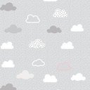 Ver imagem 3 de Papel de Parede Infantil - Nuvens Cinza Arte Destaque 3 Metros