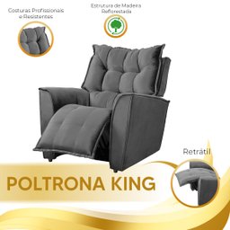 Poltrona do Papai Reclinável King Veludo Chumbo - Star Confort - 7