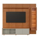 Ver imagem 2 de Rack e Painel para TV até 75 Polegadas 232cm x 250cm com Cristaleira LED 100% MDF Delux Naturale/Off White