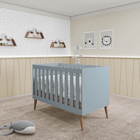 Berço Mini Cama Móveis Estrela Ternura - Azul Wood