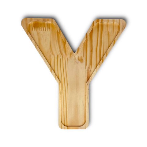 Petisqueira Letra Y Tabua com Rebaixo Madeira Pinus Cesta Presente Decoração Mesa Posta - Woodspot