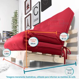 Futon Casal Tokio Sofá Cama com Madeira Maciça - 6
