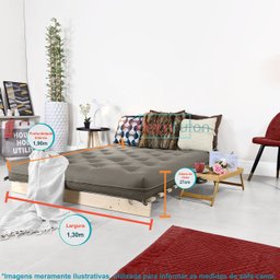 Futon Casal Tokio Sofá Cama com Madeira Maciça - 8