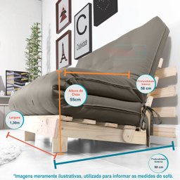 Futon Casal Tokio Sofá Cama com Madeira Maciça - 7