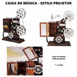 Caixinha de Música a Corda Projetor de Cinema Antigo - 4