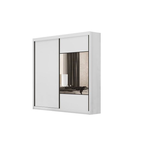 Guarda Roupa Versatto 2 Portas 4 Gavetas com Espelho Novo Horizonte Neve