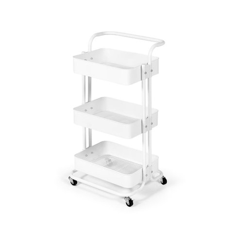 Carrinho Multiuso Organizador 3 Prateleiras em Ferro - Branco