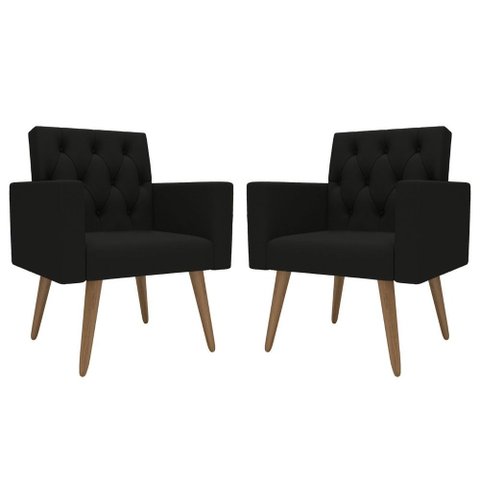 Kit 2 Poltronas para Sala Escritório Recepção Sala de Espera Thais Suede Preto