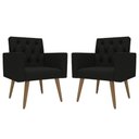 Ver imagem 1 de Kit 2 Poltronas para Sala Escritório Recepção Sala de Espera Thais Suede Preto