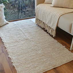 Tapete Artesanal Algodão Beira Cama Versatto Nude Cru 80 X 150 - 1